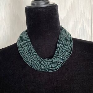 Chic Dark Green Beaded Necklace